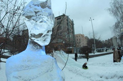 В Киеве появились замерзшие цветы